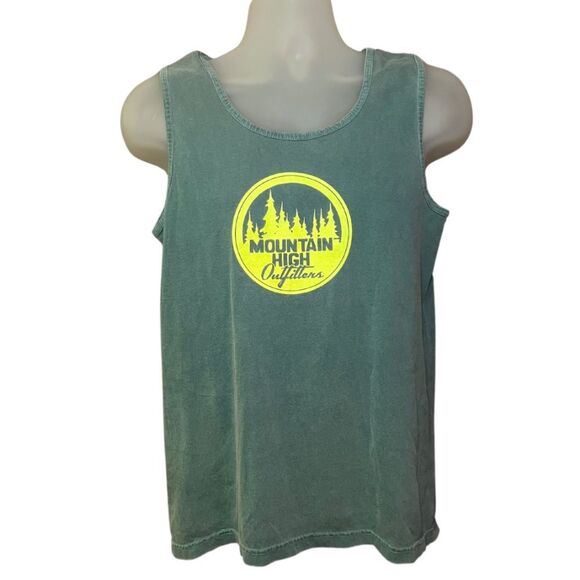 Mountain High Outfitters Men's Small Green Graphic Tank Top Nature Colorado - Picture 1 of 3